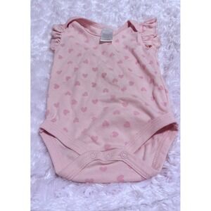Little Beginnings Baby Girls Pink Heart Ruffle Sleeve Bodysuit Onesie 6-9 Months